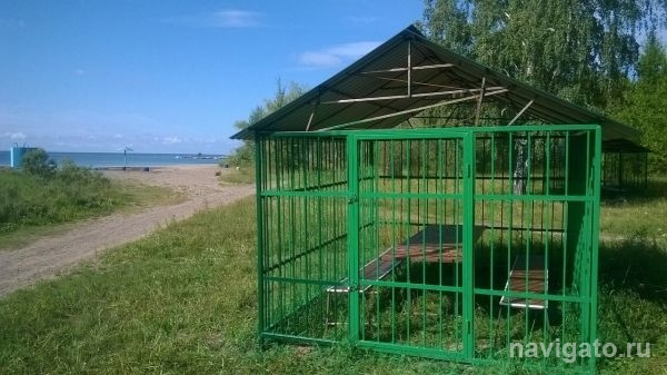 На берегу Обского моря появились клетки для отдыхающих