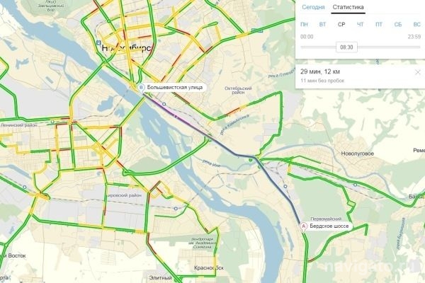Бердское шоссе вновь закупорило