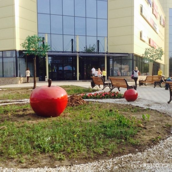 В Академгородке появился сквер с огромными красными яблоками