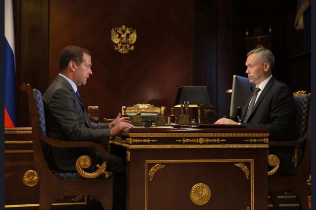 Председатель Правительства РФ Дмитрий Медведев встретился с врио губернатора НСО