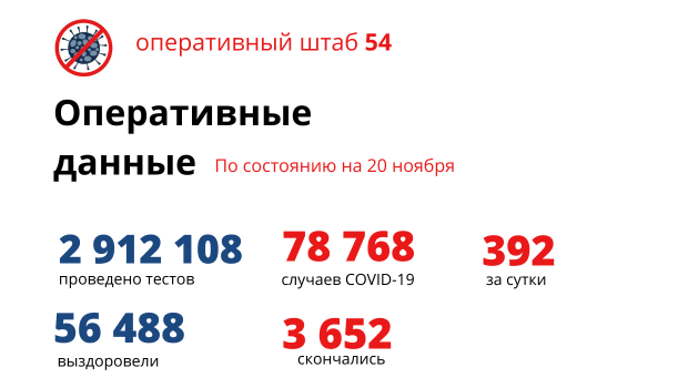Число заболевших COVID-19 в Новосибирской области снизилось до 392-х
